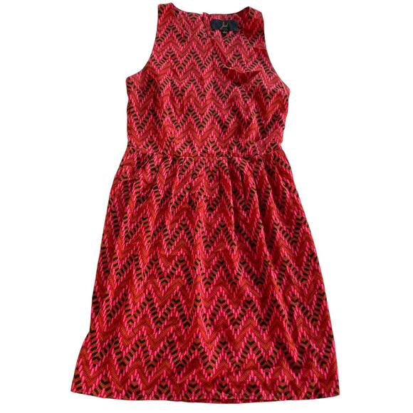 Jack BB Dakota Dress Women's Small Pink Red Chevron Keyhole‎ Mini - Picture 2 of 7